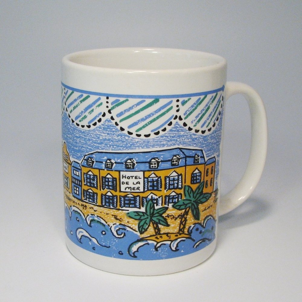 Hotel De La Mer Tel Aviv Beach Coffee Mug Cup Cafe Cabana Israel 10 Oz